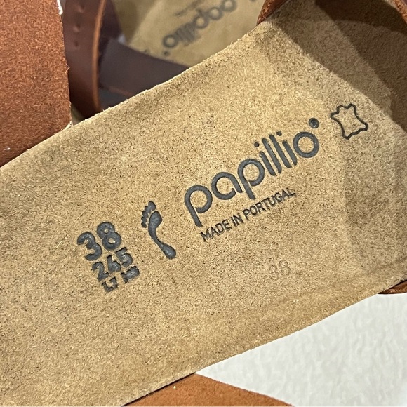 Papillio By BIRKENSTOCK Lola Leather Wedge Sandal Women EU 38 Cognac Brown - Picture 15 of 16